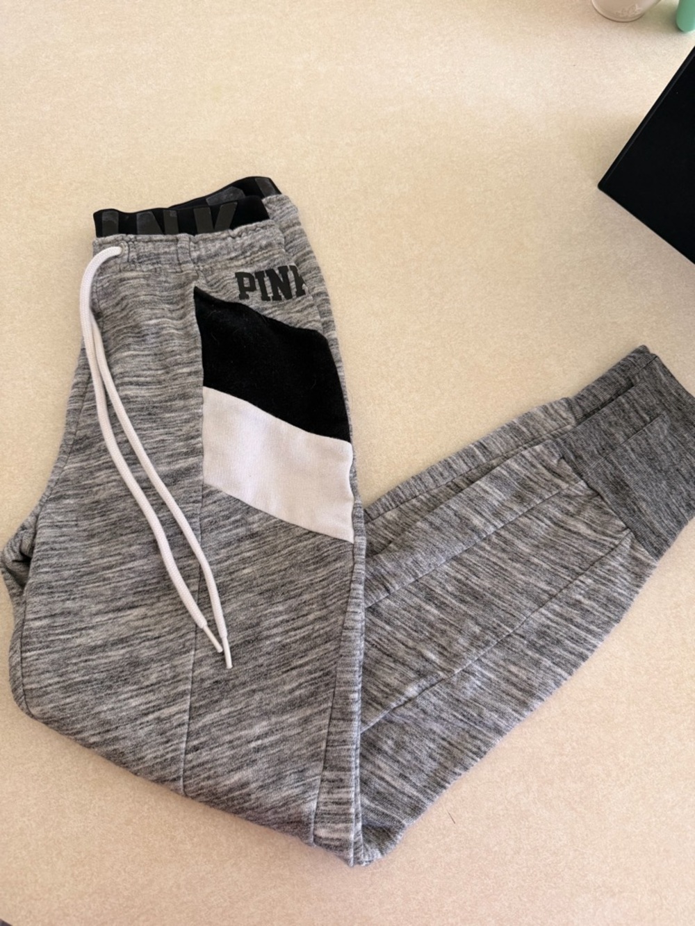 Victoria's Secret PINK Gray Black White Colorblock Joggers